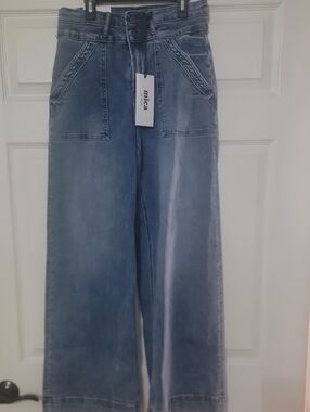 Mica High-Rise Wide-Leg Flare Jeans in Washed Blue